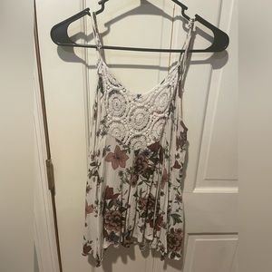 lace and floral tank top